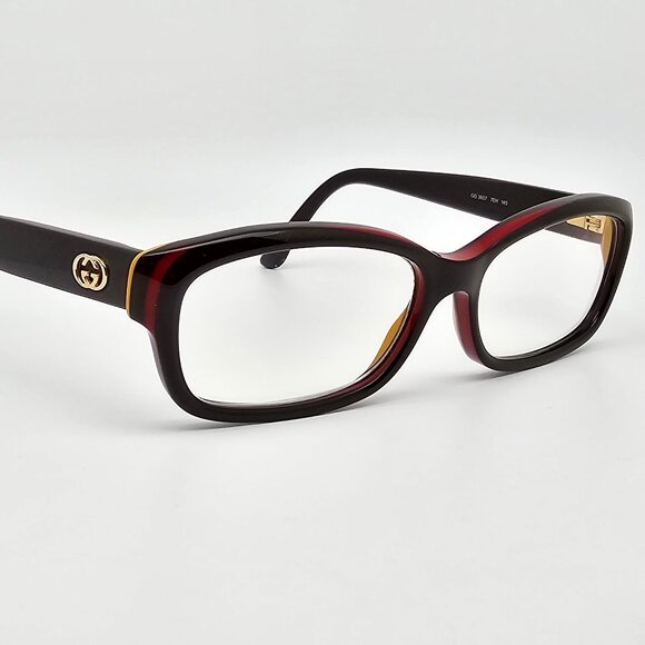 Gucci GG3607 7EH Brown Red Yellow Gold Eyeglasses Frame w/ Case Italy 52-15-140 - Picture 7 of 16